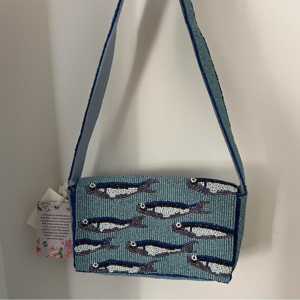 NWT Viral Sardine/Fish Patterned Beaded Shoulder Bag
